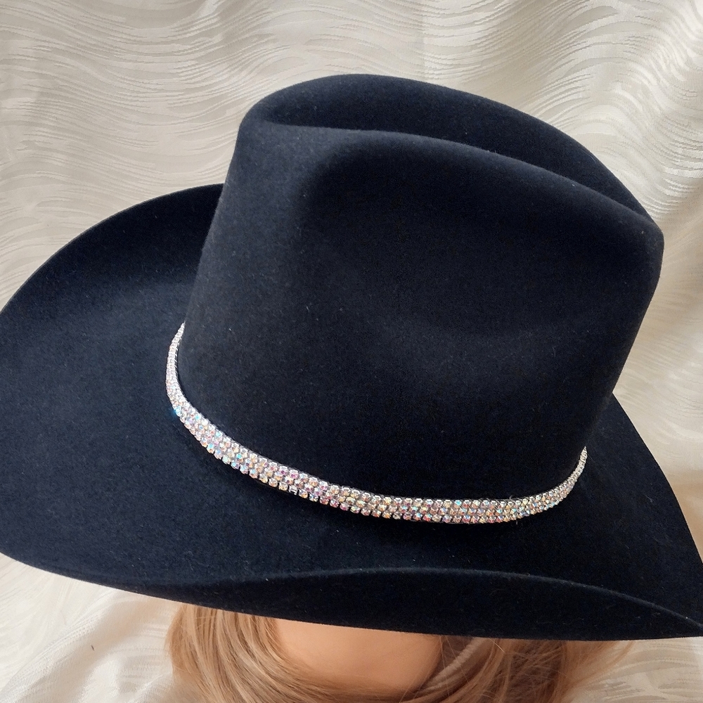 Women's Resistol Western Hat Blk.4X Crystal Rhinestone Hat Band, Small, 6 3\4
